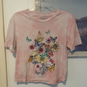 Size Small Rebellious One Pink Tie Dye Tshirt with Flowers